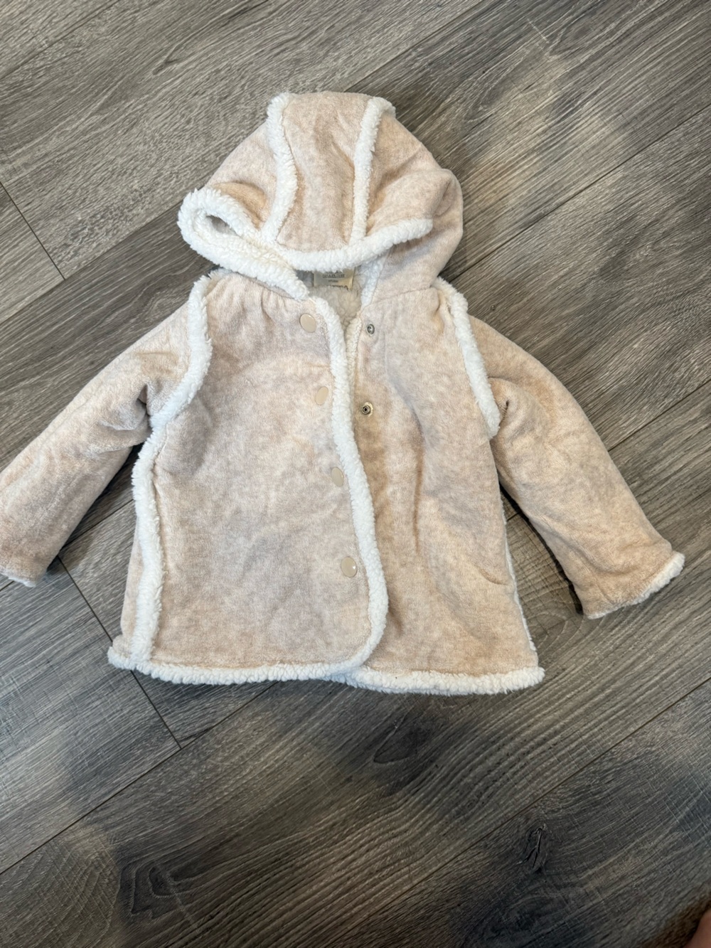 First Impressions Cream Hooded Sherpa-Trim Puffer Jacket